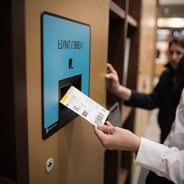 Barcode smart locker printing a ticket for the user