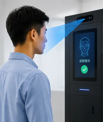 Face recognition smart locker terminal with camera and screen